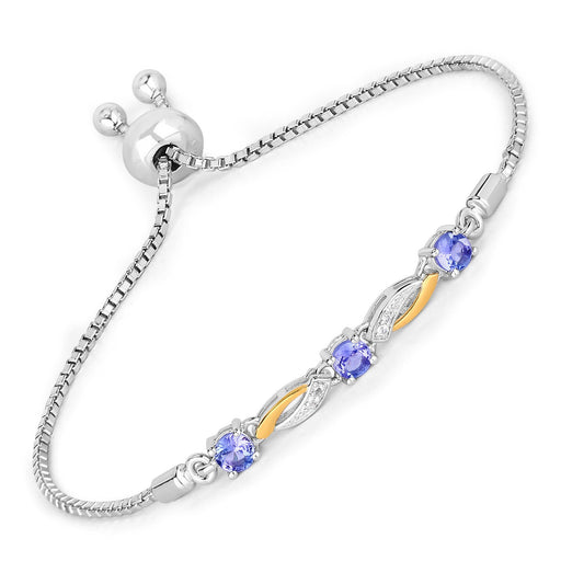 Bids.com 0.77 Carat Genuine Tanzanite and White Sapphire .925 Sterling Silver Bracelet Bracelets