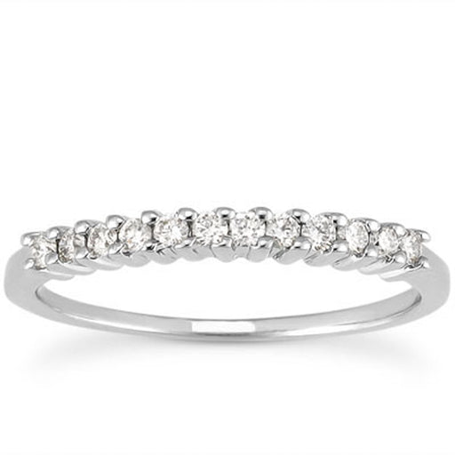 Bids.com 14k White Gold Raised Shared Prong Diamond Wedding Ring Band Rings
