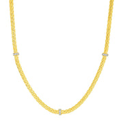 Bids.com Woven Rope Necklace with Diamond Accents in 14k Yellow Gold Necklaces