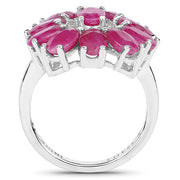 Bids.com 5.83 Carat Genuine Ruby and White Zircon .925 Sterling Silver Ring Rings
