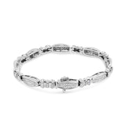 Bids.com 14K White Gold 2.0 Cttw Channel-Set Alternating Baguette and Princess-Cut Diamond Link Bracelet (H-I Color, SI2-I1 Clarity) - Size 7 Bracelets
