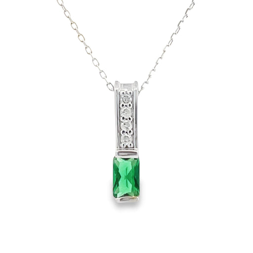 Bids.com .06ct Created Emerald Fashion Pendants 10KT White Gold Pendants