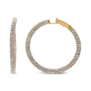 Bids.com 18K Rose Gold 6.90 Cttw Pave Set Diamond Inside Out Eternity Hoop Earrings (F-G Color, VS1-VS2 Clarity) Earrings