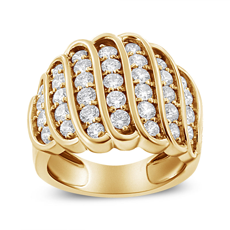 Bids.com 14K Yellow Gold Plated .925 Sterling Silver 2.00 Cttw Diamond Multi Row Band Ring (J-K Color, I1-I2 Clarity) - Ring Size 7 Rings
