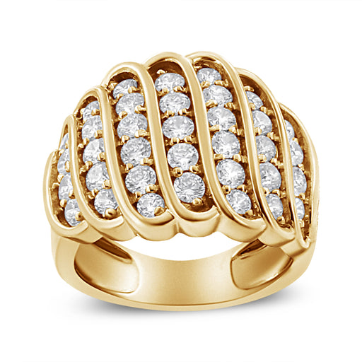Bids.com 14K Yellow Gold Plated .925 Sterling Silver 2.00 Cttw Diamond Multi Row Band Ring (J-K Color, I1-I2 Clarity) - Ring Size 7 Rings