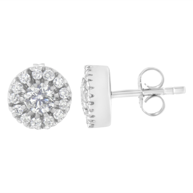 Bids.com 14k White Gold 1 cttw Diamond Halo Stud Earrings (I-J Clarity, I1-I2 Color) Earrings