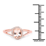 Bids.com 0.78 Carat Genuine Morganite and White Diamond 14K Rose Gold Ring Rings