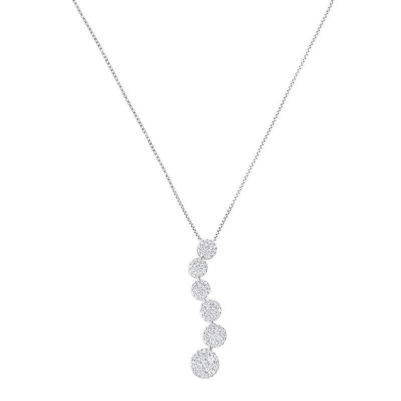 Bids.com 14K White Gold 1 cttw Diamond Cluster Journey Pendant Necklace (H-I, I1-I2) Necklaces