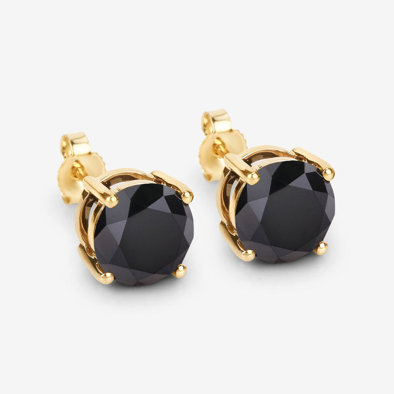 Bids.com 4.91 Carat Genuine Black Diamond 14K Yellow Gold Earrings Earrings