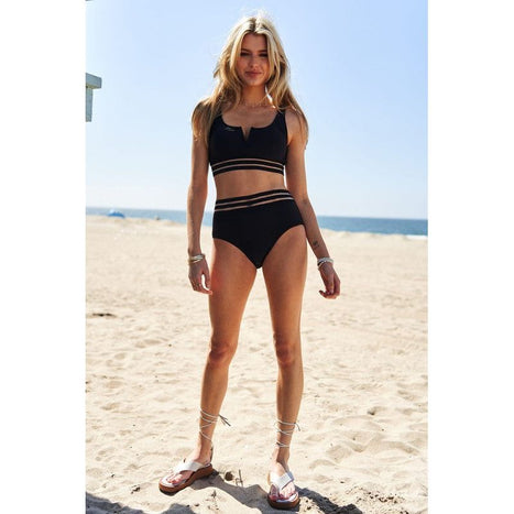 Sporty Solid Sleeveless Two-Piece Swimsuit Bikini