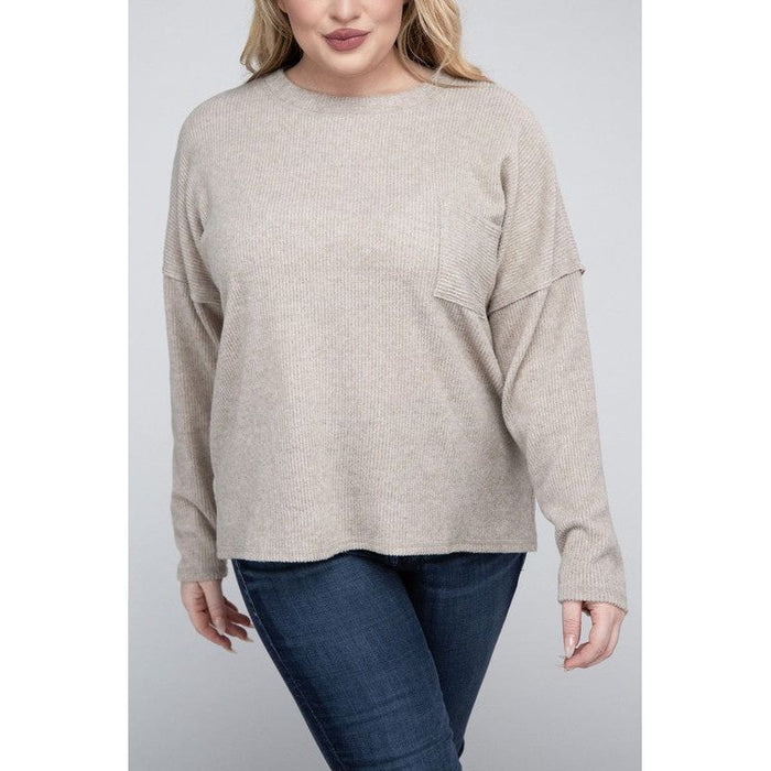 Plus Ribbed Brushed Melange Hacci Sweater