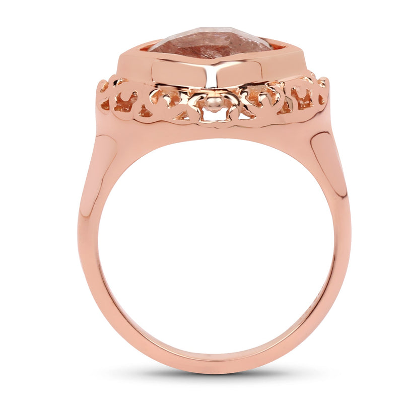 Bids.com 14K Rose Gold Plated 3.25 Carat Genuine Pink Rutile .925 Sterling Silver Ring Rings