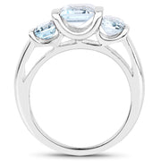 Bids.com 3.21 Carat Genuine Blue Topaz .925 Sterling Silver Ring Rings