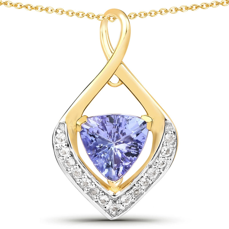 Bids.com 0.96 Carat Genuine Tanzanite and White Topaz .925 Sterling Silver Pendant Pendants