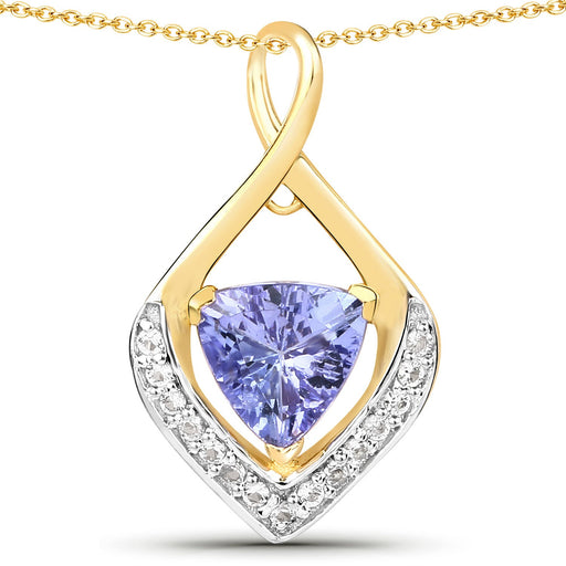 Bids.com 0.96 Carat Genuine Tanzanite and White Topaz .925 Sterling Silver Pendant Pendants