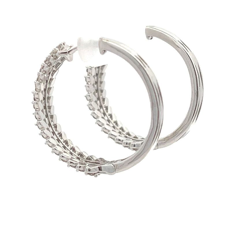 Bids.com 1.02ct Diamond Hoop Earrings 10KT White Gold Earrings