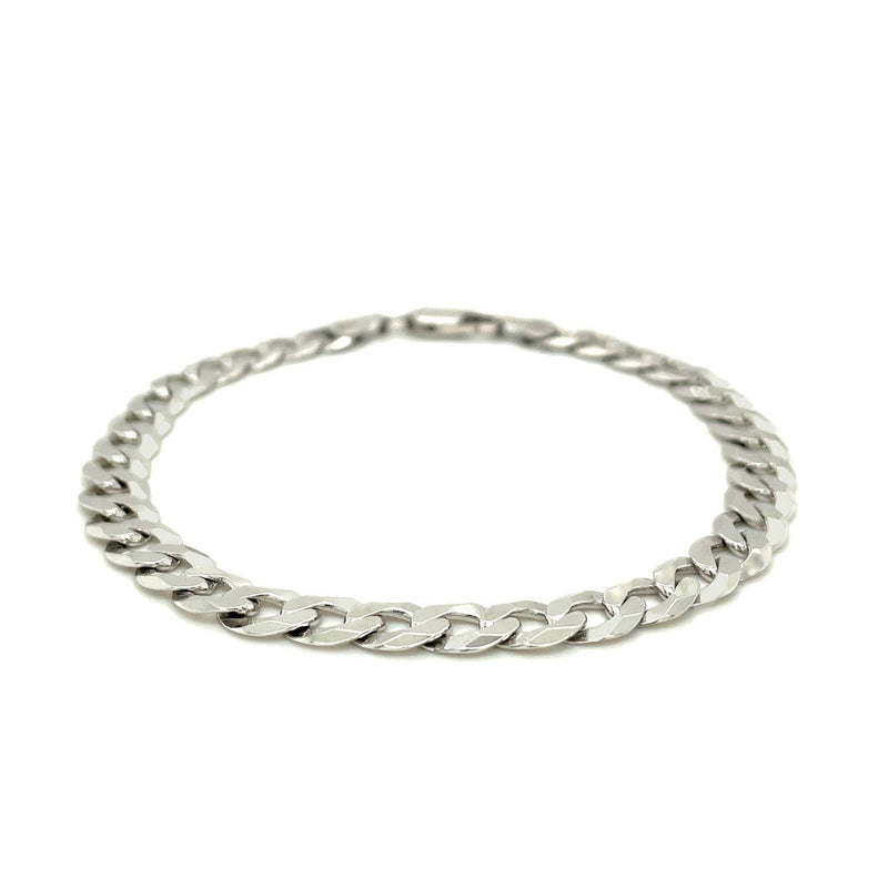 Bids.com Rhodium Plated 7.2mm Sterling Silver Curb Style Bracelet Bracelets