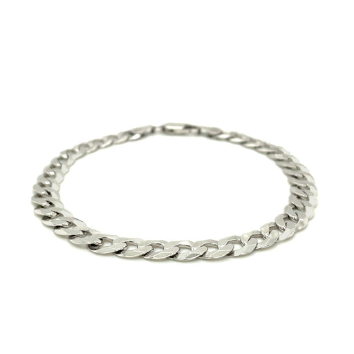 Bids.com Rhodium Plated 7.2mm Sterling Silver Curb Style Bracelet Bracelets