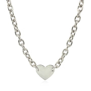 Bids.com Sterling Silver Rhodium Plated Chain Bracelet with a Flat Heart Motif Station Necklaces