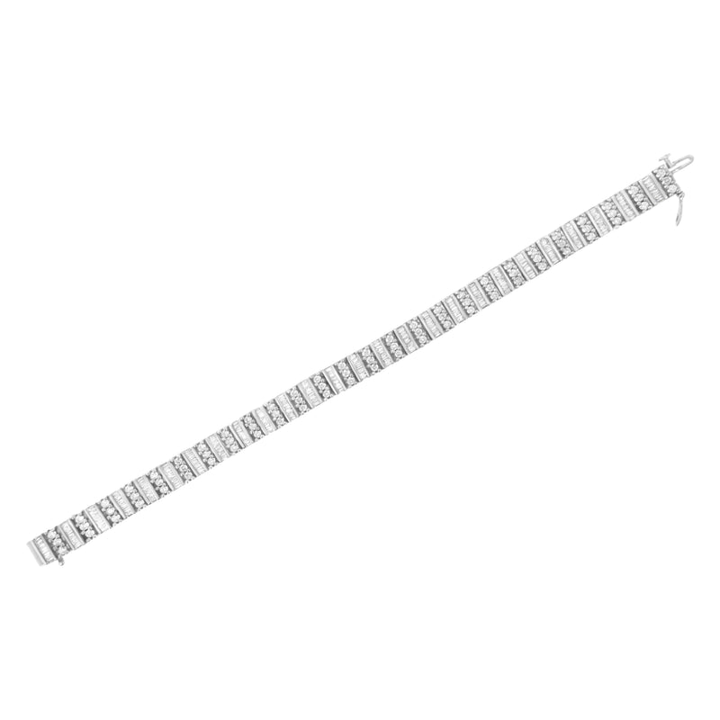 Bids.com 14K White Gold 4 7/8 cttw Baguette & Round Brilliant-Cut Diamond Channel- & Prong-Set Tennis Bracelet (I-J Color, I1-I2 Clarity) - Size 7.25" Bracelets
