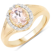 Bids.com 1.30 Carat Genuine Morganite and White Topaz .925 Sterling Silver Ring Rings