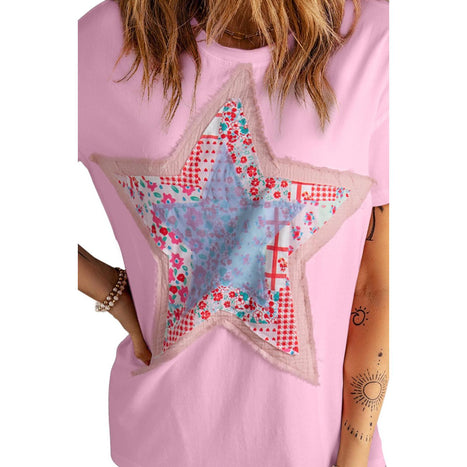 Star Round Neck Short Sleeve T-Shirt