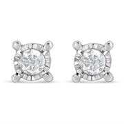 Bids.com .925 Sterling Silver 1.0 Cttw Round Brilliant-Cut Diamond Miracle-Set Solitaire Stud Earrings (H-I Color, I2-I3 Clarity) Earrings