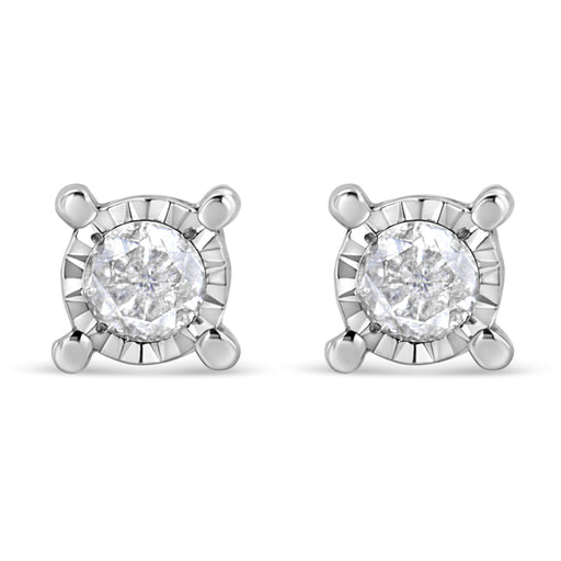 Bids.com .925 Sterling Silver 1.0 Cttw Round Brilliant-Cut Diamond Miracle-Set Solitaire Stud Earrings (H-I Color, I2-I3 Clarity) Earrings