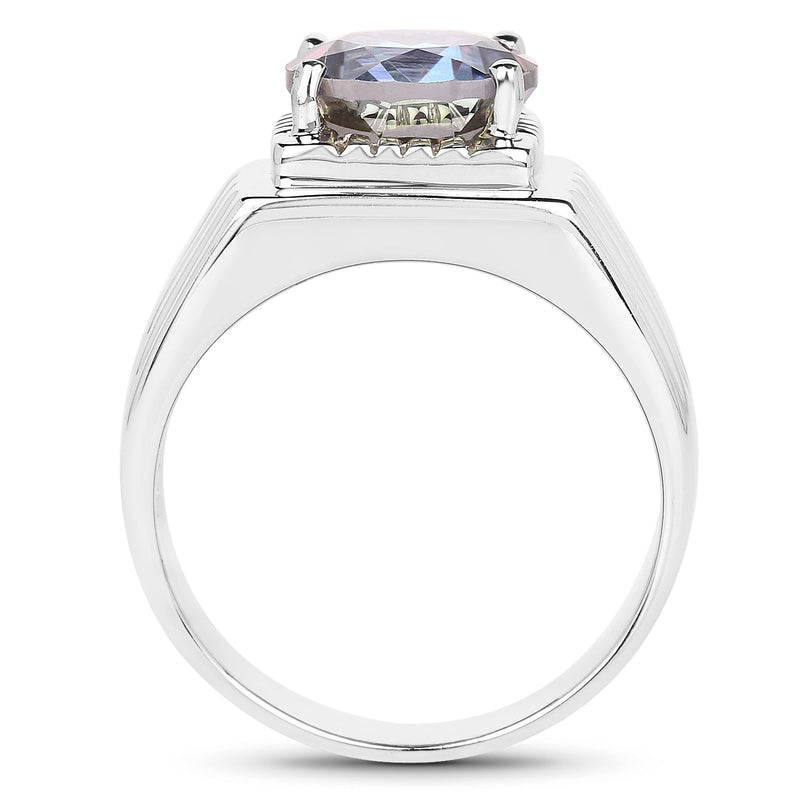 Bids.com 4.75 Carat Genuine Mystic Topaz .925 Sterling Silver Ring Rings