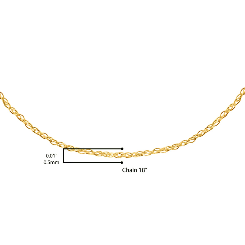 Bids.com Solid 10K Yellow Gold 0.5mm Slim and Dainty Unisex 18" Rope Chain Necklace Necklaces