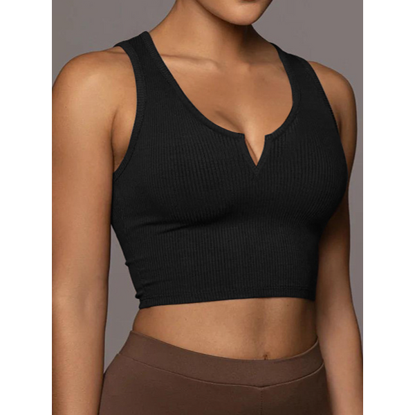 Cropped Split Neckline Knit Tank Top HNYB7L59KN