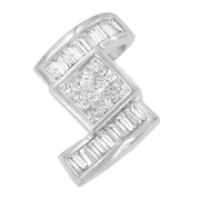 Bids.com 14K White Gold 1 2/5 cttw Princess and Baguette Cut Diamond Zig Zag Pendant Necklace (H-I, SI1-SI2) Necklaces