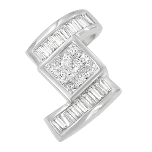 Bids.com 14K White Gold 1 2/5 cttw Princess and Baguette Cut Diamond Zig Zag Pendant Necklace (H-I, SI1-SI2) Necklaces