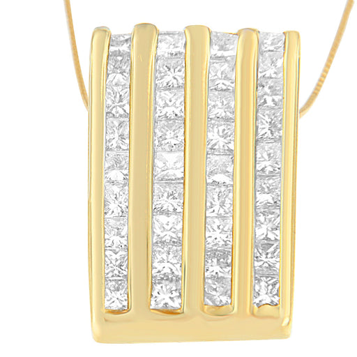 Bids.com 14K Yellow Gold 2 1/3 cttw Princess Cut Diamond Block Pendant Necklace (H-I, SI1-SI2) Necklaces