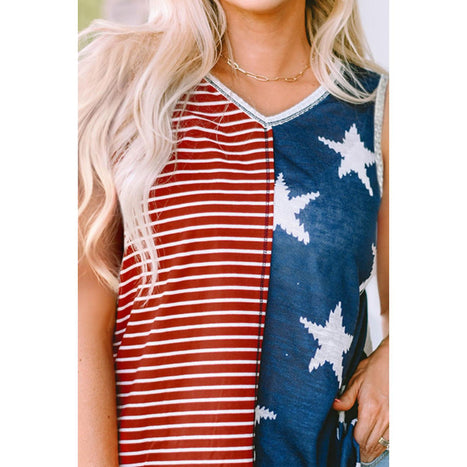 Star and Stripe V-Neck Tank