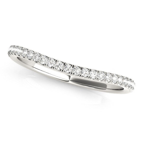 Bids.com 14k White Gold Pave Setting Style Curved Wedding Band (1/10 cttw) Rings