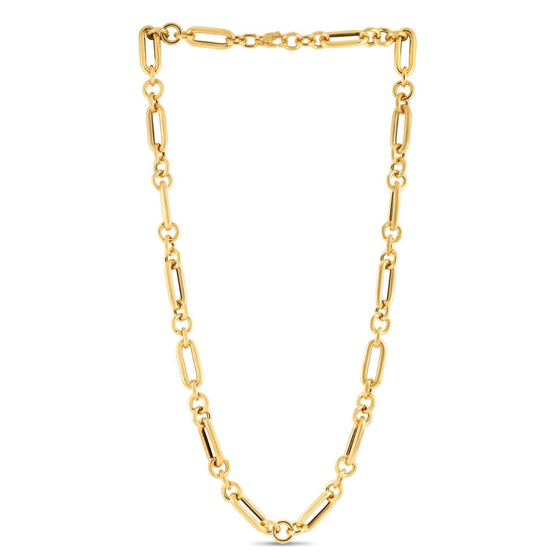 Bids.com 14k Yellow Gold Italian Alternating Paperclip Round Links Chain Necklace Necklaces