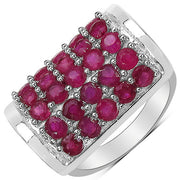 Bids.com 3.01 Carat Genuine Ruby & White Diamond .925 Sterling Silver Ring Rings