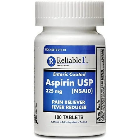 reliable 1 ASPIRIN 325MG ENTERIC COATED TABLET 100CT BY RELIABLE Health Care