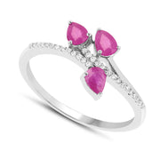 Bids.com 0.68 Carat Genuine Ruby and White Diamond 14K White Gold Ring Rings