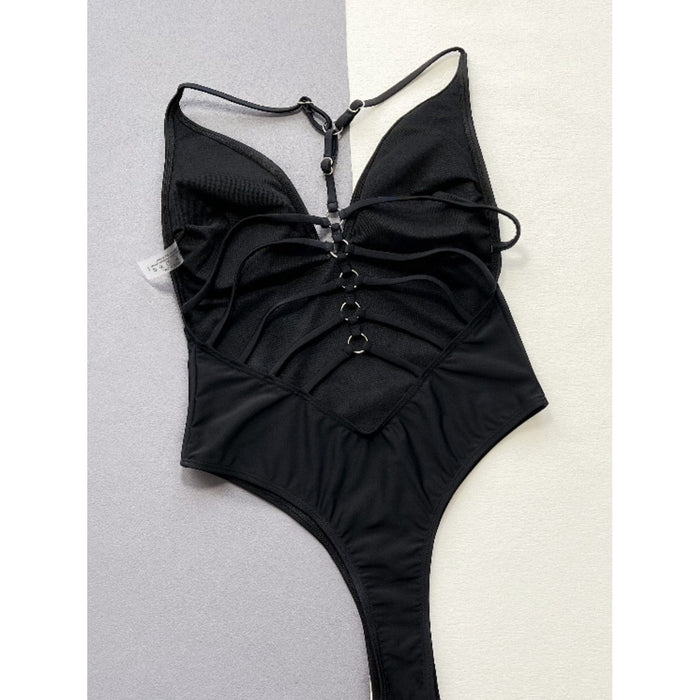 Cutout Plunge Spaghetti Strap One-Piece Swimwear