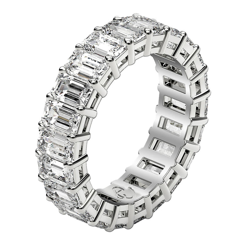 Bids.com Emerald Cut Lab Grown Diamond Eternity Ring in 14k White Gold (4 cttw FG/VS2) Rings