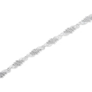 Bids.com .925 Sterling Silver 1-1/2 Cttw Round and Baguette Cut Diamond Wave Link Bracelet (I-J Color, I2-I3 Clarity) - 7" Bracelets