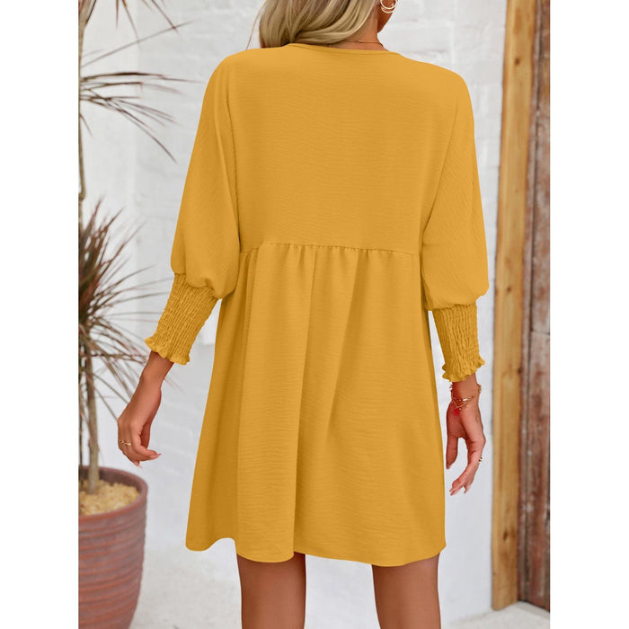 Round Neck Lantern Sleeve Mini Dress