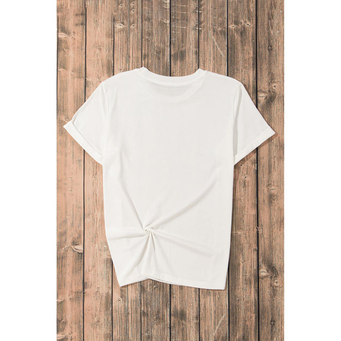 Letter Graphic Round Neck Short Sleeve T-Shirt