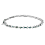 Bids.com 14K White Gold Round-Cut white and Blue Diamond Fashion Bracelet (3.70 cttw, H-I Color, SI1-SI2 Clarity) Bracelets
