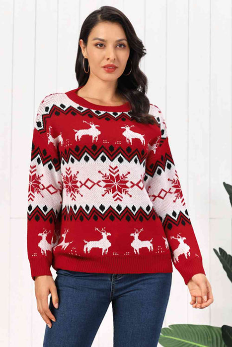 Reindeer Round Neck Sweater by VYSN