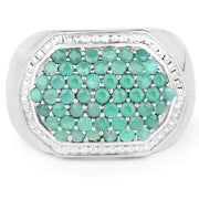 Bids.com 1.43 Carat Genuine Emerald .925 Sterling Silver Ring Rings