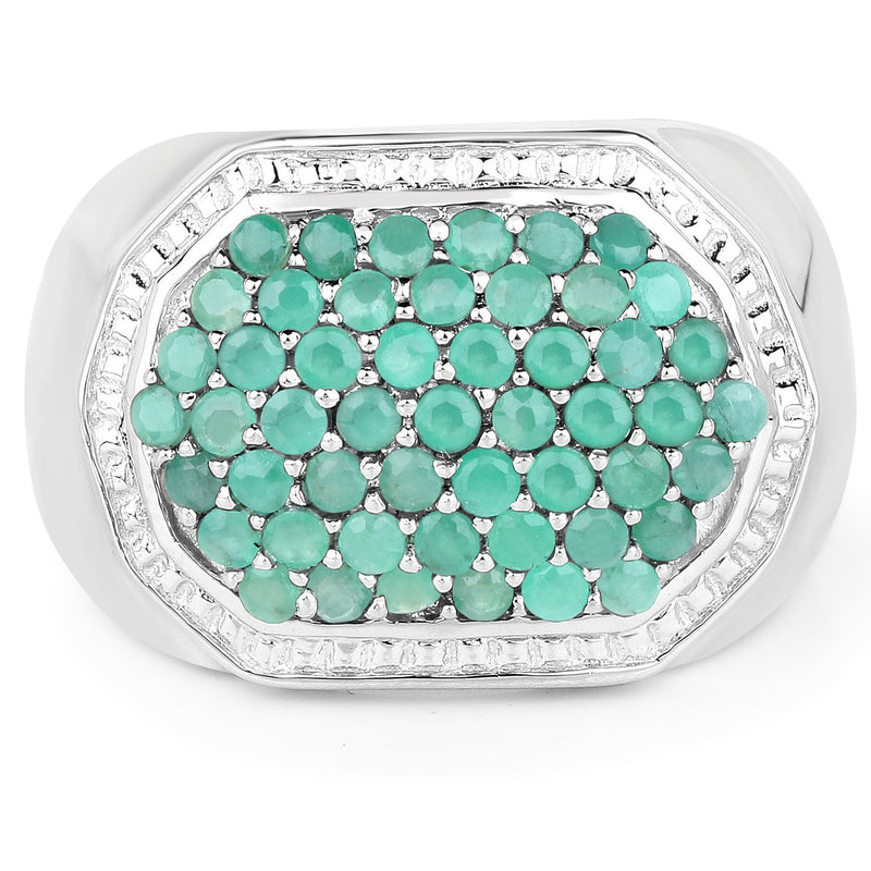 Bids.com 1.43 Carat Genuine Emerald .925 Sterling Silver Ring Rings
