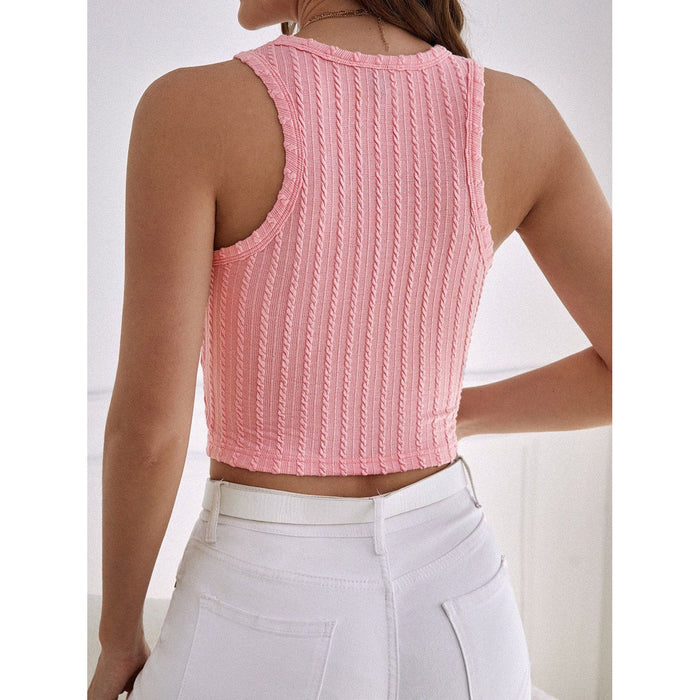 Textured Round Neck Tank